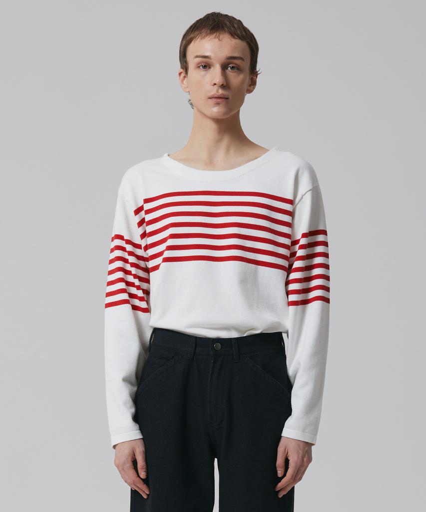 PUBLICFIGURE Essential Basque Shirt_Ivory/Red