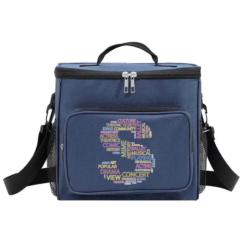Insulated Bags Portable Shoulder Lunch Bag Waterproof Cooler Box Thermal Organizer Handbag for Men and Women Text Letter Pattern