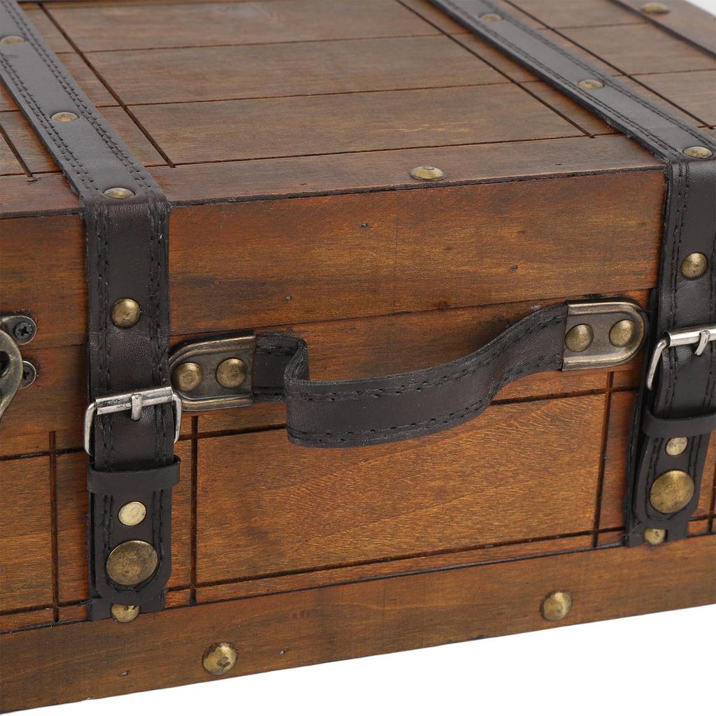 Vintage Wooden Chest, Antique Wooden Storage Trunk for Handbags, Clothes, Toys, and Photo Props (Large)
