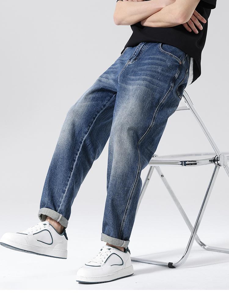 10oz Lightweight Stir Fried Sand Washed Summer Thin Denim Pants for Men