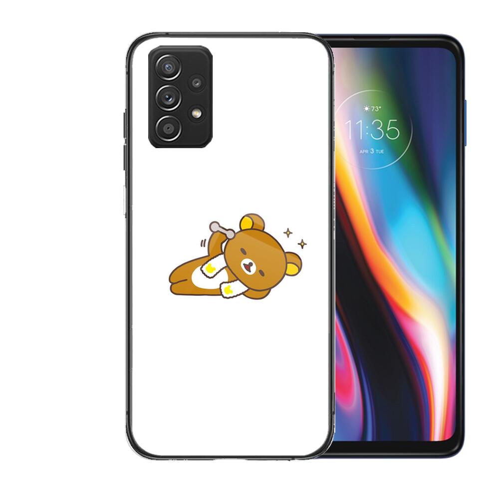 TOPLBPCS Cute Rilakkuma Tempered Glass Case Phone For Samsung Galaxy A51 A71 A60 A70S A70 A80 A21S A41 A20E A50 A30S 5g A32 A40S