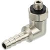 Motoforti Universal Car 90 Degree Brass Fitting Hose Adapter, Hose Fitting, 4mm 5/32" Barb To Male Metric M5x0.8, Durable, Brass, Silver Tone