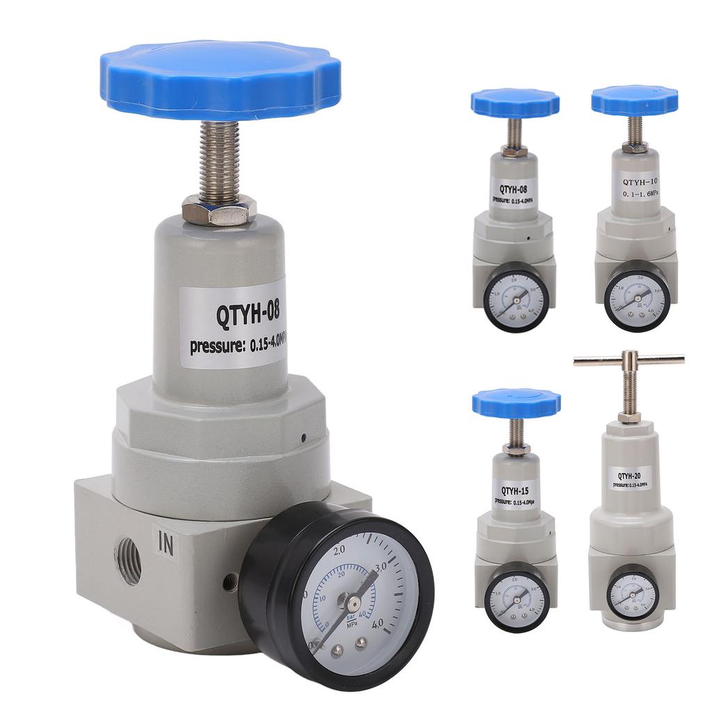 Air Pressure Regulator Good Sealing Simple Installation Relief Valve Aluminium Alloy Easy Adjusting with Gauge for Machine