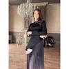2024 Autumn Gradient Tie-dye Slimming Pleated Long Dress for Women