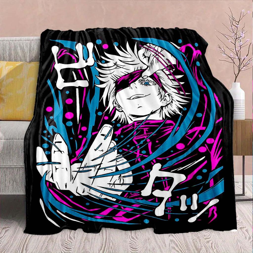 Coperta in Flanella Anime Jujutsu Kaisen - Morbida Calda Perfetta per Divano, Biancheria da Letto Campeggio Viaggio Ufficio Decorazione Casa -QJY