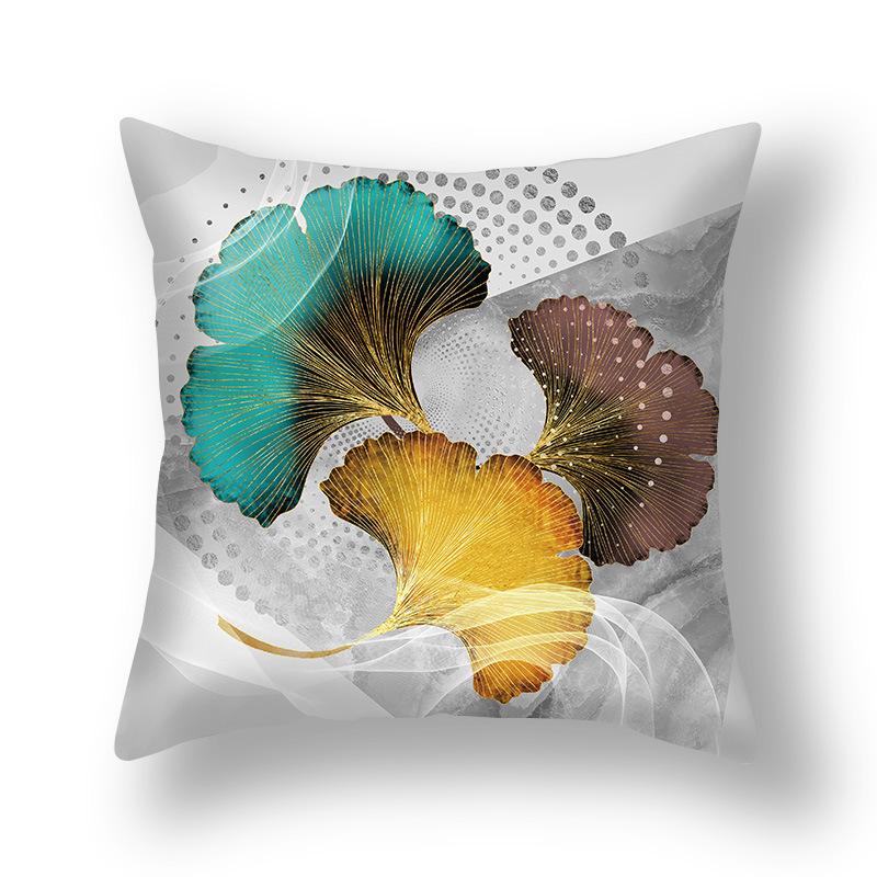 Short Plush Pillowcase, Simple and Versatile Ginkgo Leaf Pillow, Modern Decorative Sofa Pillow, Cushion