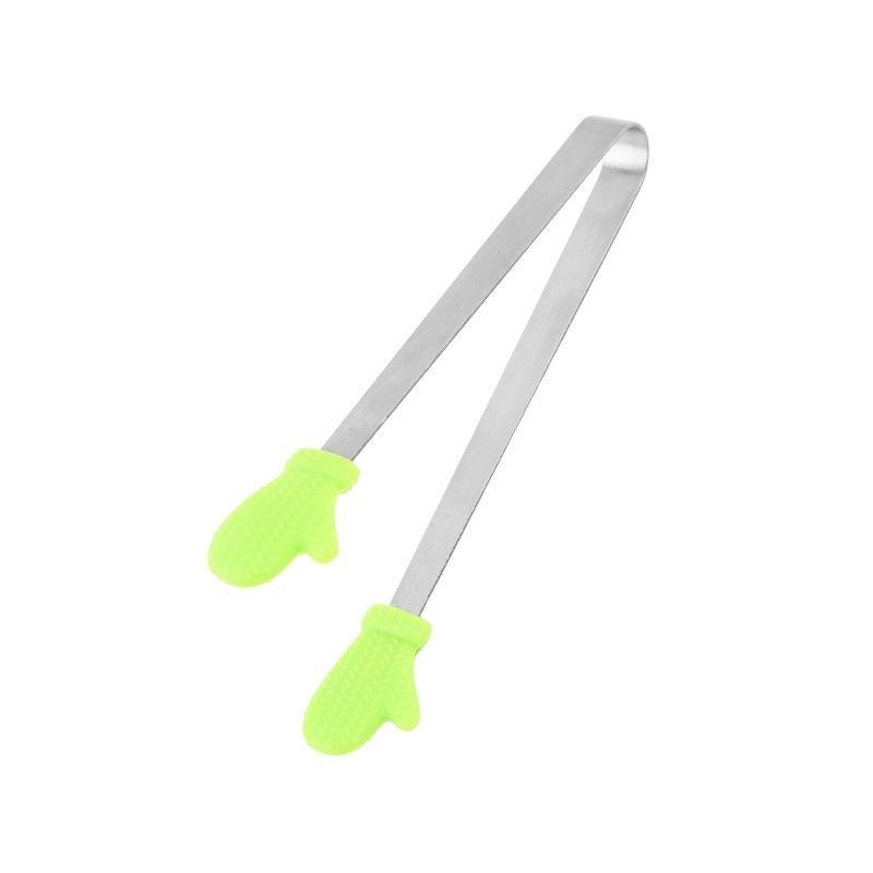 Pinças Mini para Lanches de Silicone e Aço Inoxidável Pegas Antiderrapantes Churrasco Pão Cubo de Gelo Clip Acessórios de Cozinha Churrasco