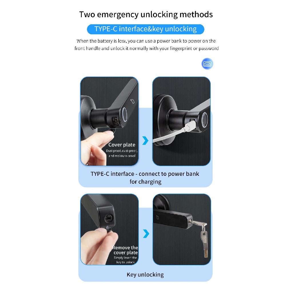 Q50 Bluetooth tuya Door Knobs Fingerprint Lock Handle Door Entrance Passage RFID CardLock With Key Password Lock IP65 waterproof