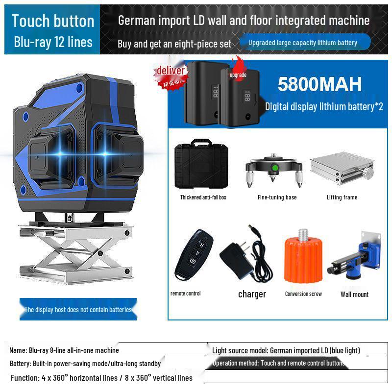 High-Precision Laser Level with Green Light, 12-16 Lines, for Walls and Floors, Automatic Leveling