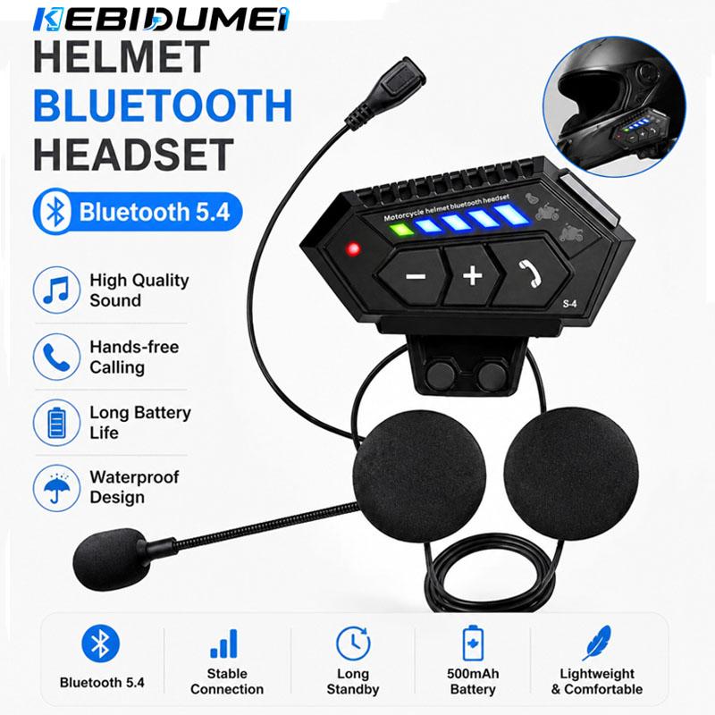 Motorcycle Helmet Headset Bluetooth 5.4 Wireless Hands-Free Call Headset Music Player Waterproof Noise Reduction Headphone for Riders GPS Navigation