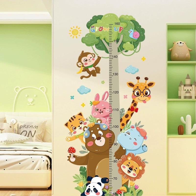 1PC Kindergarten Decoration Cartoon Growth Ruler Removable Height Ruler Nursery Decals Animal Waterproof Wall Stickers Kids Room