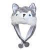 [NazyJnn] Plush Animal Hat for Halloween, Perfect for Kids and Adults, Cute with Ears, Cosplay, Winter Gear, Funny Husky Gift