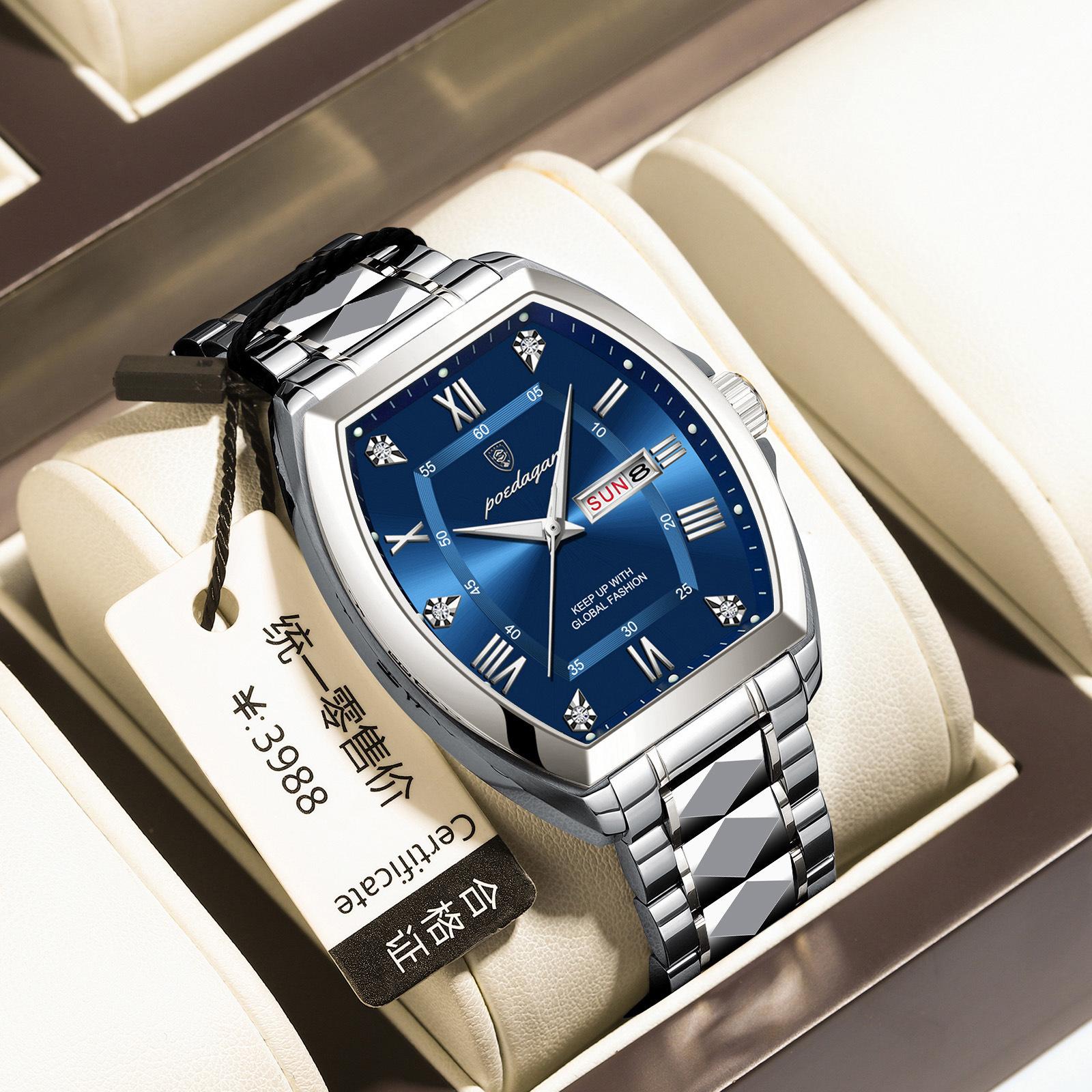 Barrel-Shaped Men S Watch Luxury Luminous Waterproof Quartz Watch