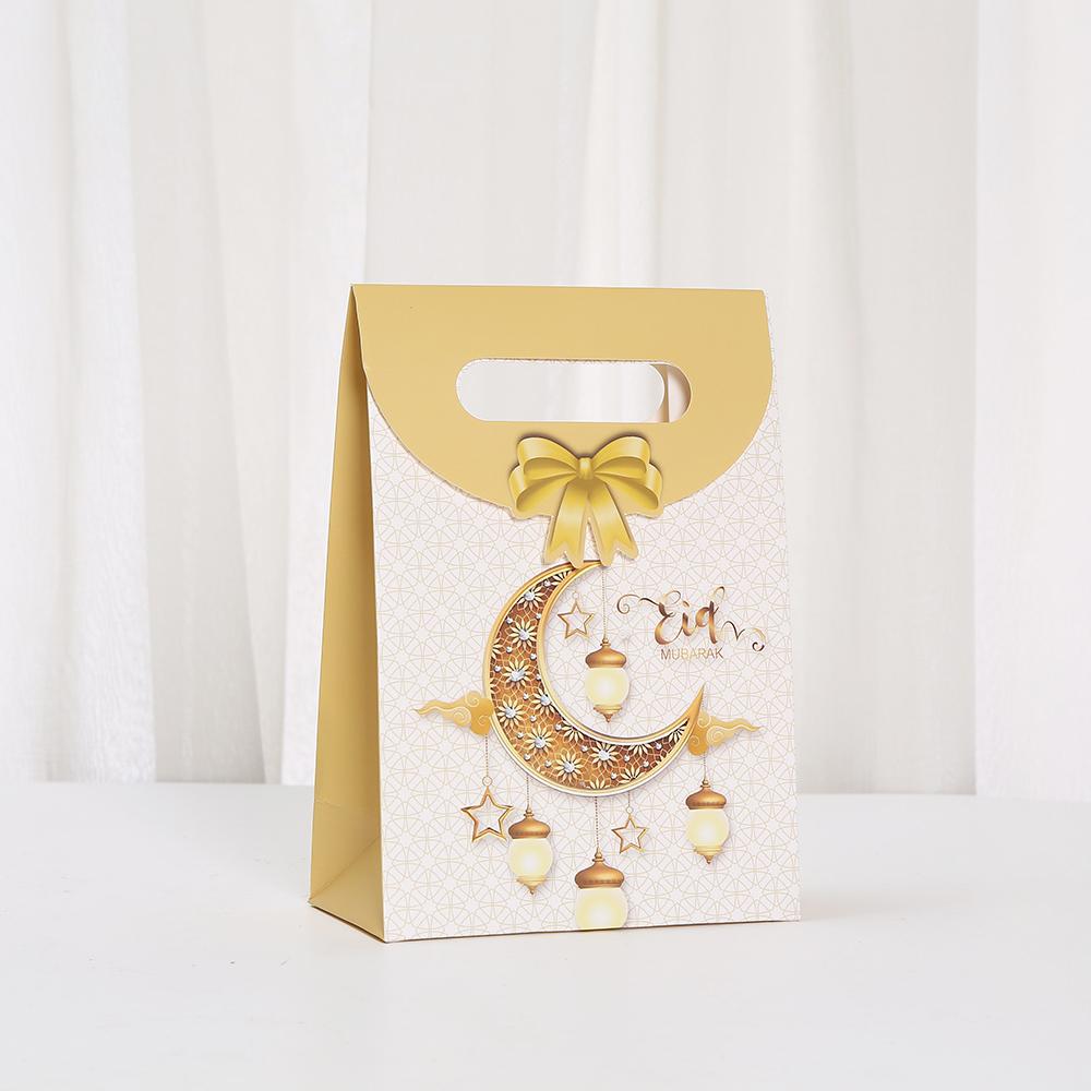 20pcs Eid Mubarak Ramadan Paper Tote Gift Bags Moon and Star Gift Bags for Party Favors Bakeries and Candy Packaging