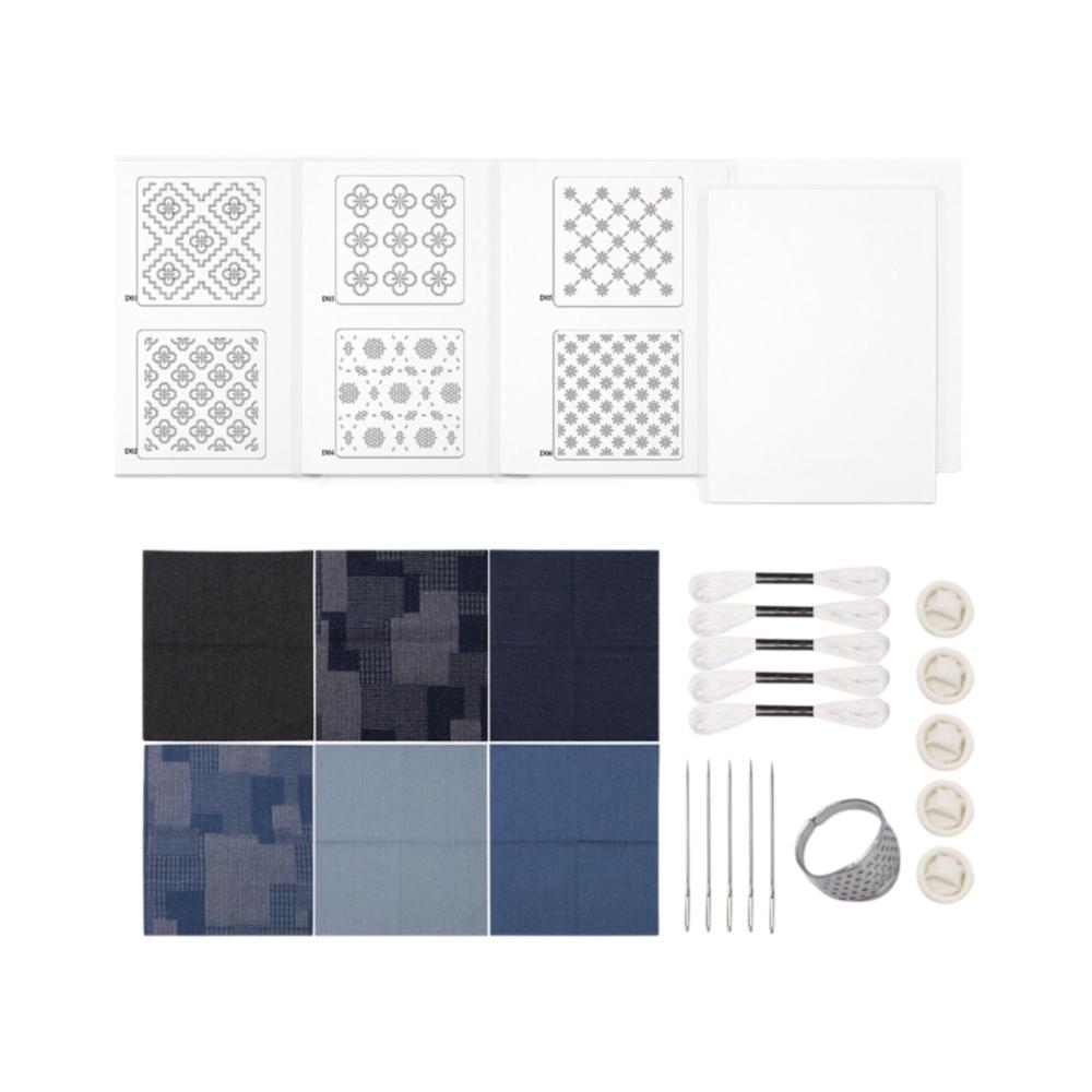 Water Soluble Sashiko Embroidery Beginner Set Denim Fabric Soft Hand Embroidery Sashiko Kit With Thread And Needles Portable