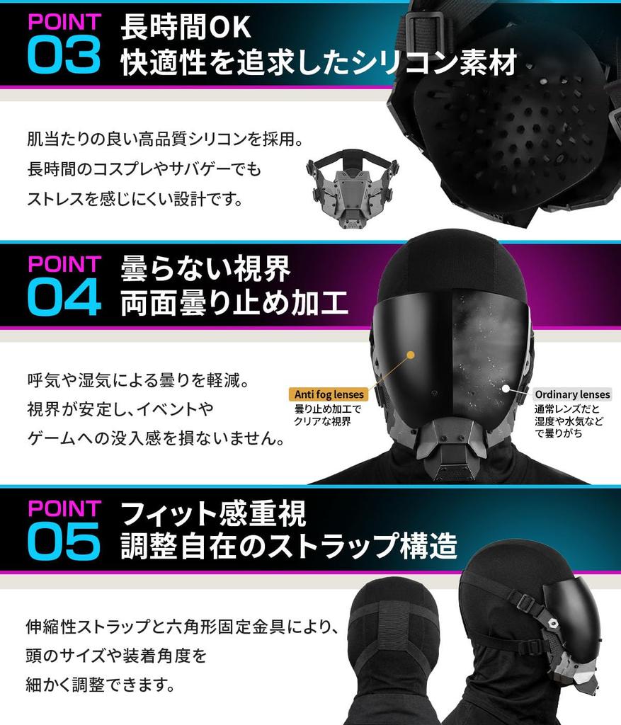 PLEAVIT Cyberpunk Cosplay Helmet, Full Face Mask for Airsoft (Black)