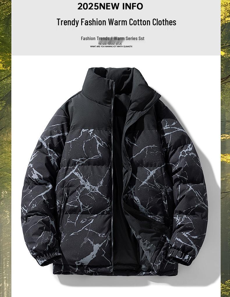 Men's Stand Collar Cotton Coat - Winter 2025, Thick & Trendy Cold Protection Jacket