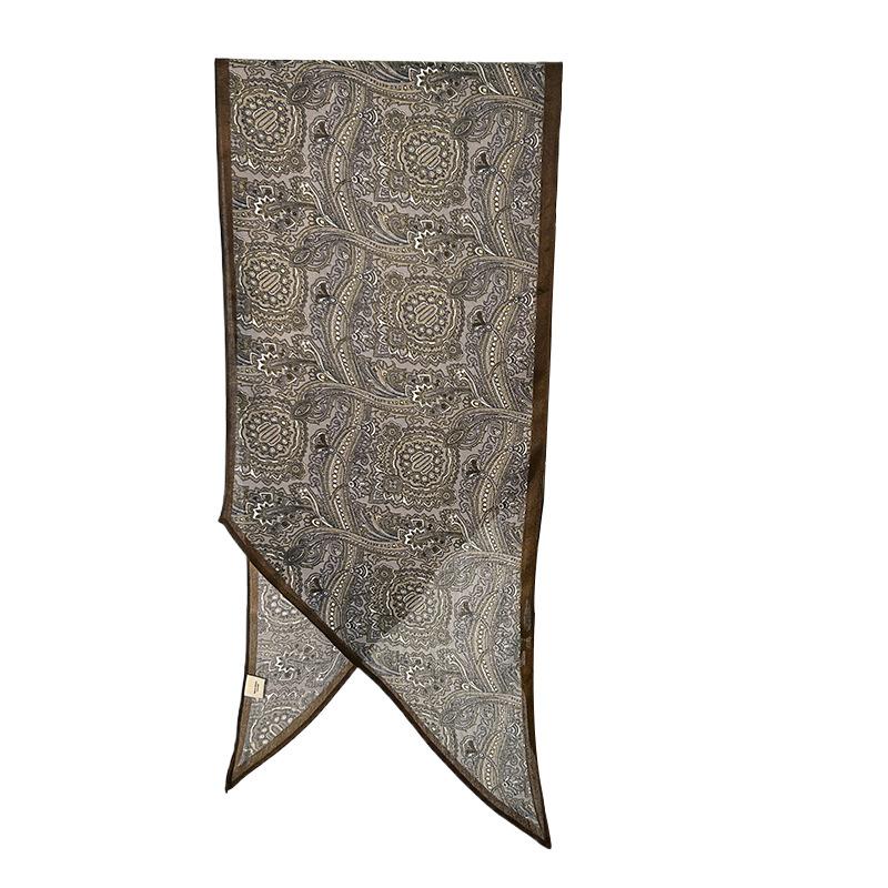 Retro abstract printing simulation silk single-layer parallel towel high-end sense niche personalized clothing matching silk scarf