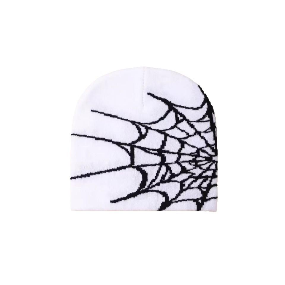 Y2K Gothic Spider Pattern Wool Acrylic Knitted Hat Women Beanie Winter Warm Beanies Grunge Hip Hop Casual Skullies Outdoor Cap