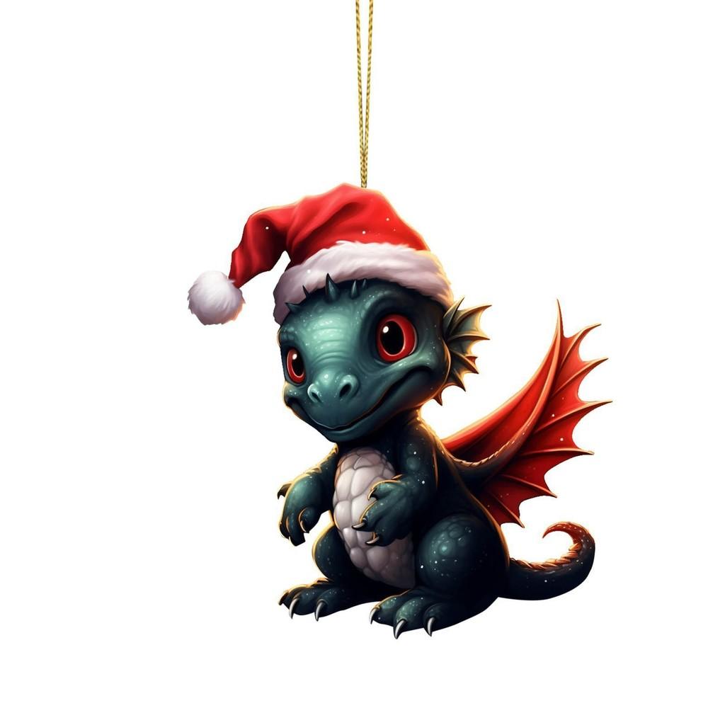 Charming Cartoon Christmas Dragon Car Decor Bright Festive Hanging Ornament Homes For