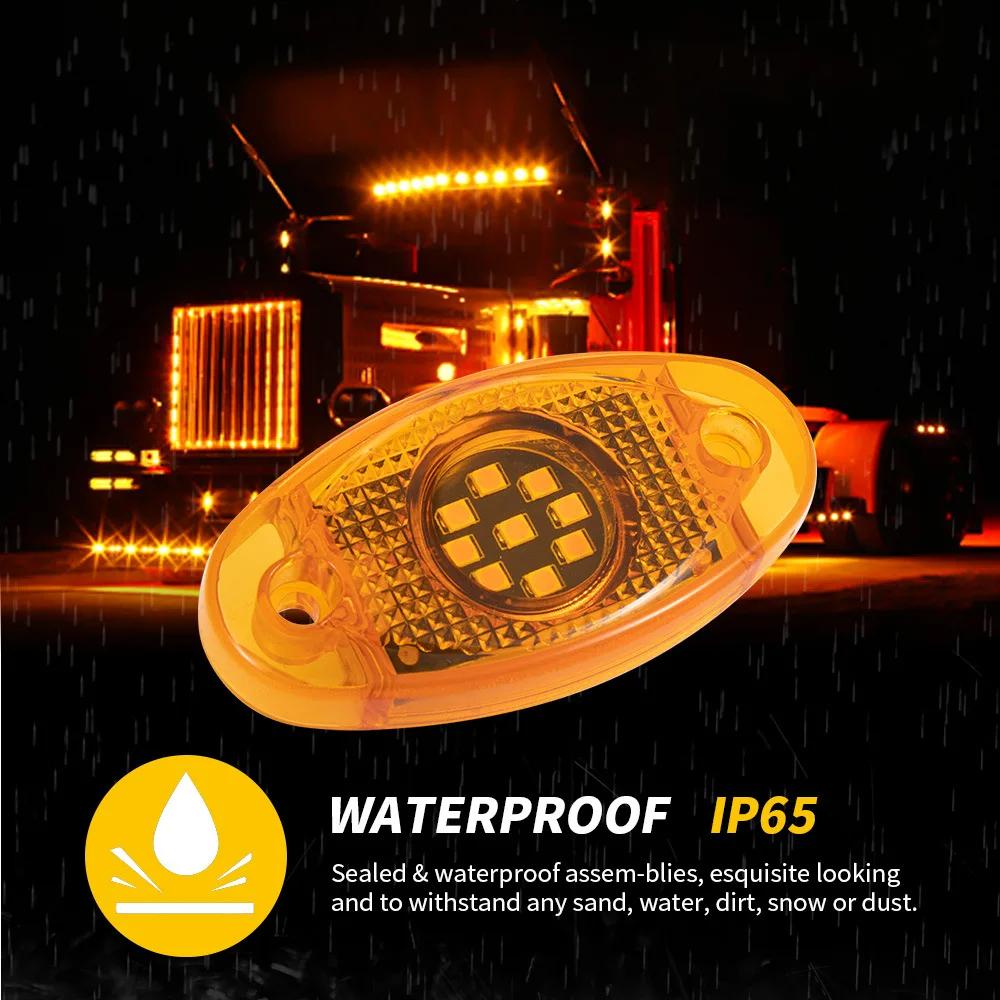 12V/24V LED Car Warning Light Strobe Light Flashing Light Truck LED Brake Lights 9 Leds Indicator Lamp Waterproof Signal Light