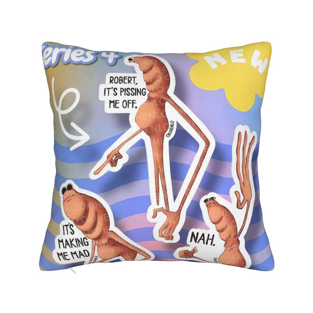 Cartoon Marcus The Worm Pillow Cover Novelty Pillow Case For Couch Sofa Bedroom Comfy Cushion Cover Birthday Gift