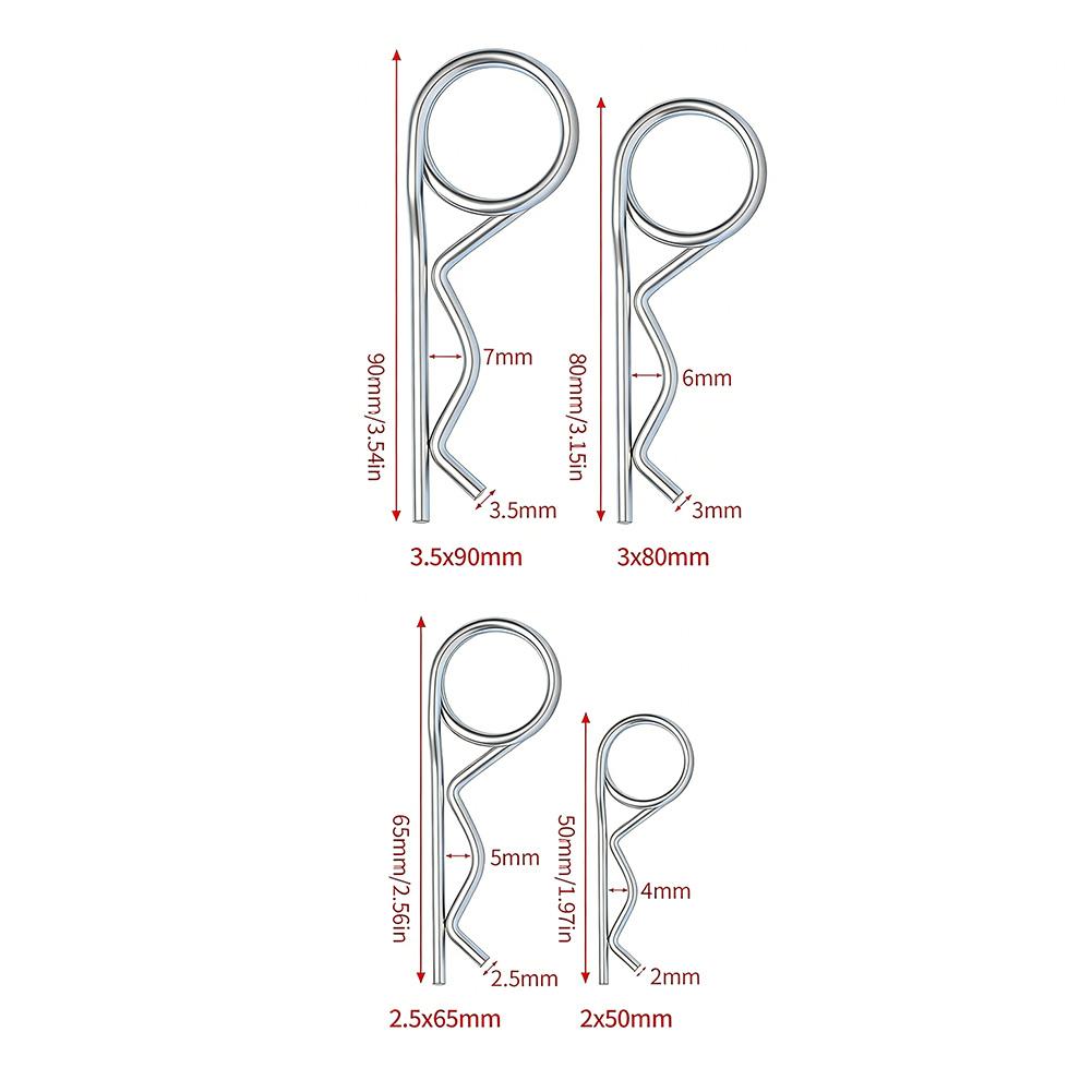 

80Pcs Spring Pins Set For Tractors Lawn Mowers - 4 Sizes Assortment 2mm To 3.5mm Metal Cotter Pins For Outdoor Machinery Repair China Mainland