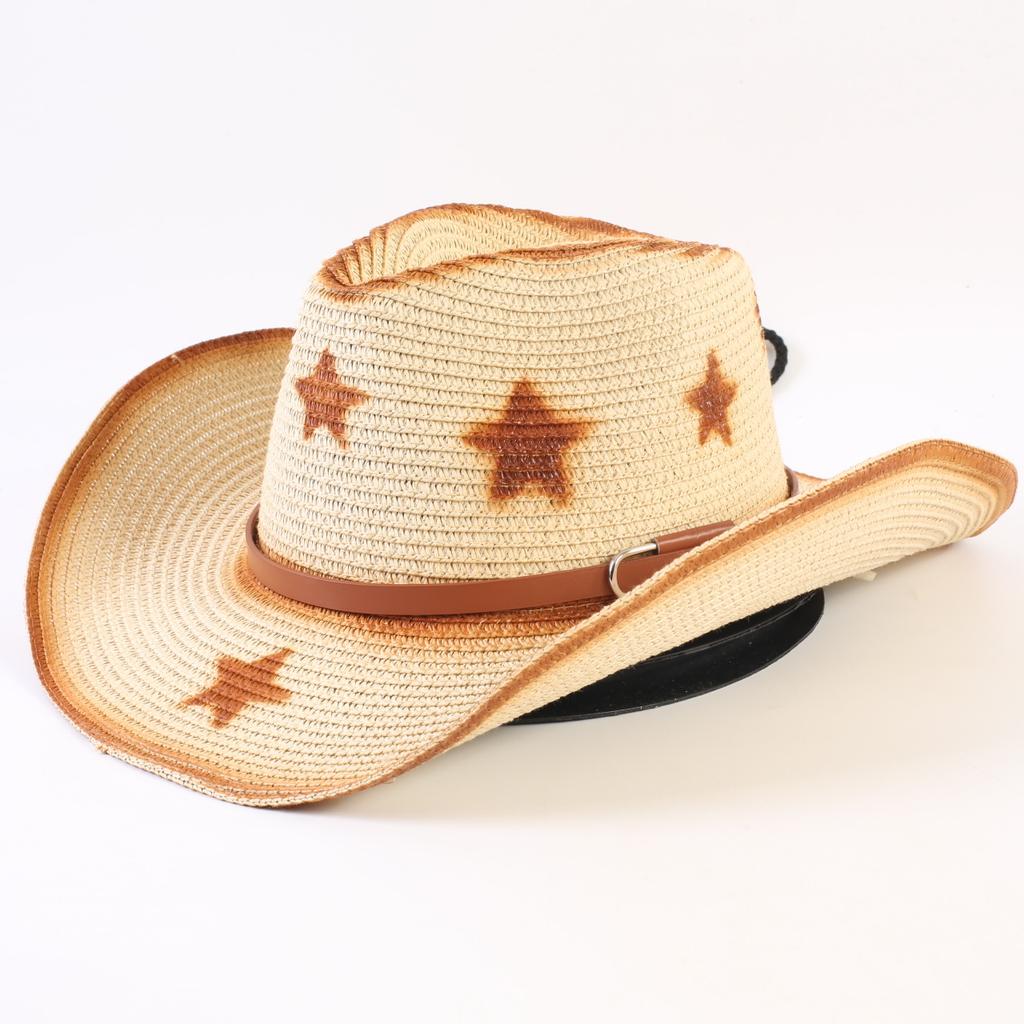 Popular Western Cowboy Straw Hat Men's and Women's Fashion Shade Straw Hat Classic Outdoor Western Cowboy Hat