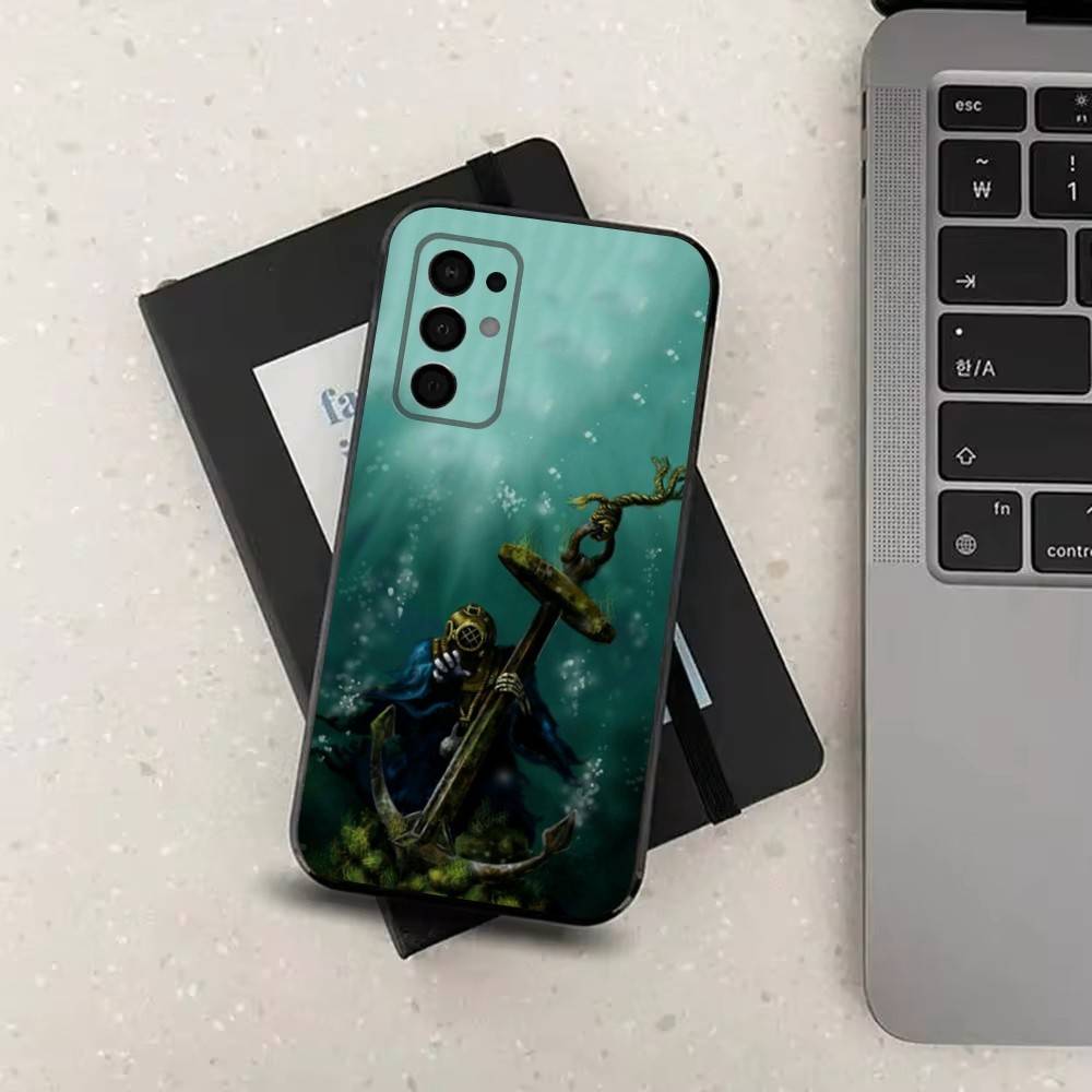 Ocean Anchor Sailing For Samsung Galaxy A53,31,52,72,41,22,73,32,71,Note,J7,8,9,5G Soft Black Silicone Phone Case