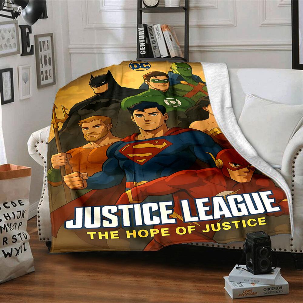 1pc Superheroes Justice Flannel Throw Blanket Lightweight Soft Warm All Season Blanket for Sofa, Bed, Travel,L1028114