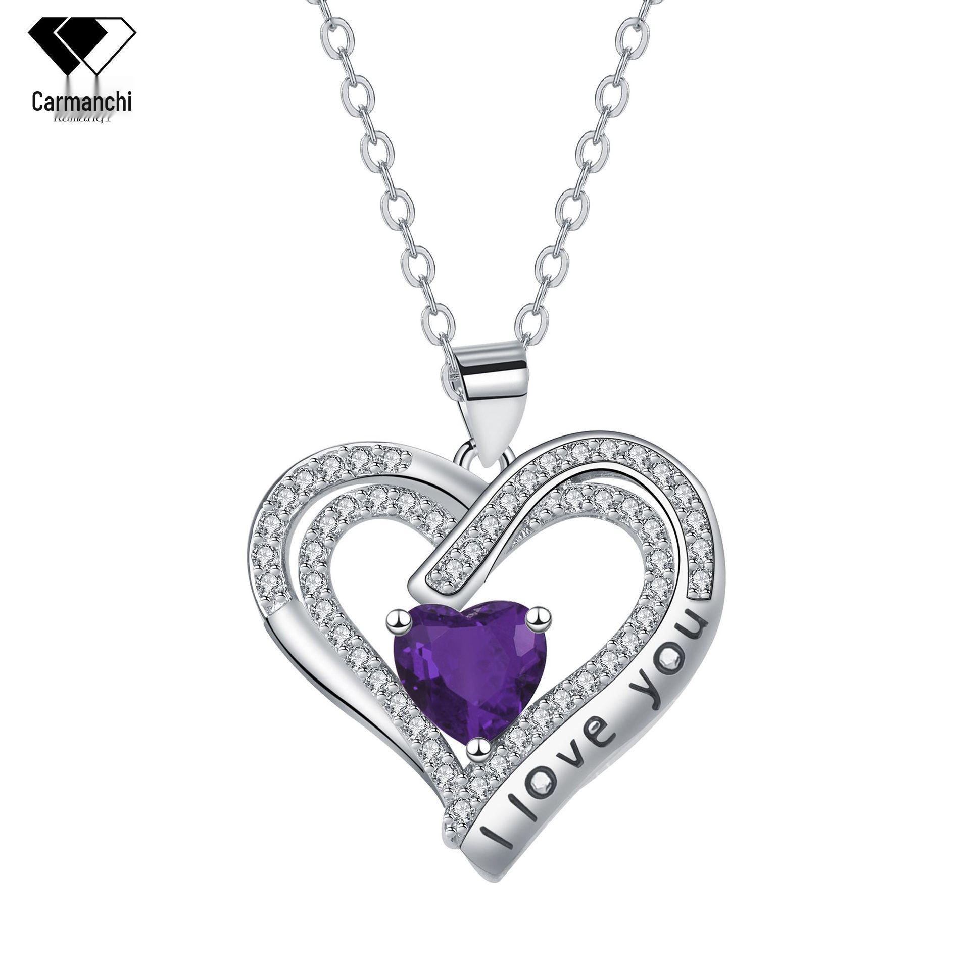 

European & American Fashion Double Heart Pendant Necklace - Versatile Jewelry Gift for Valentine s Day & Christmas фиолетовый