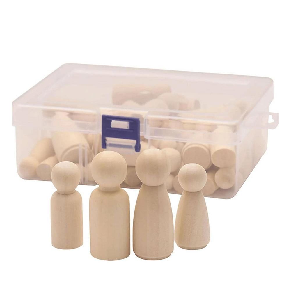50Pcs Unfinished Wooden Peg Dolls Wooden Peg People Figures for DIY Art Craft Painting Peg Game  Home Party Decor