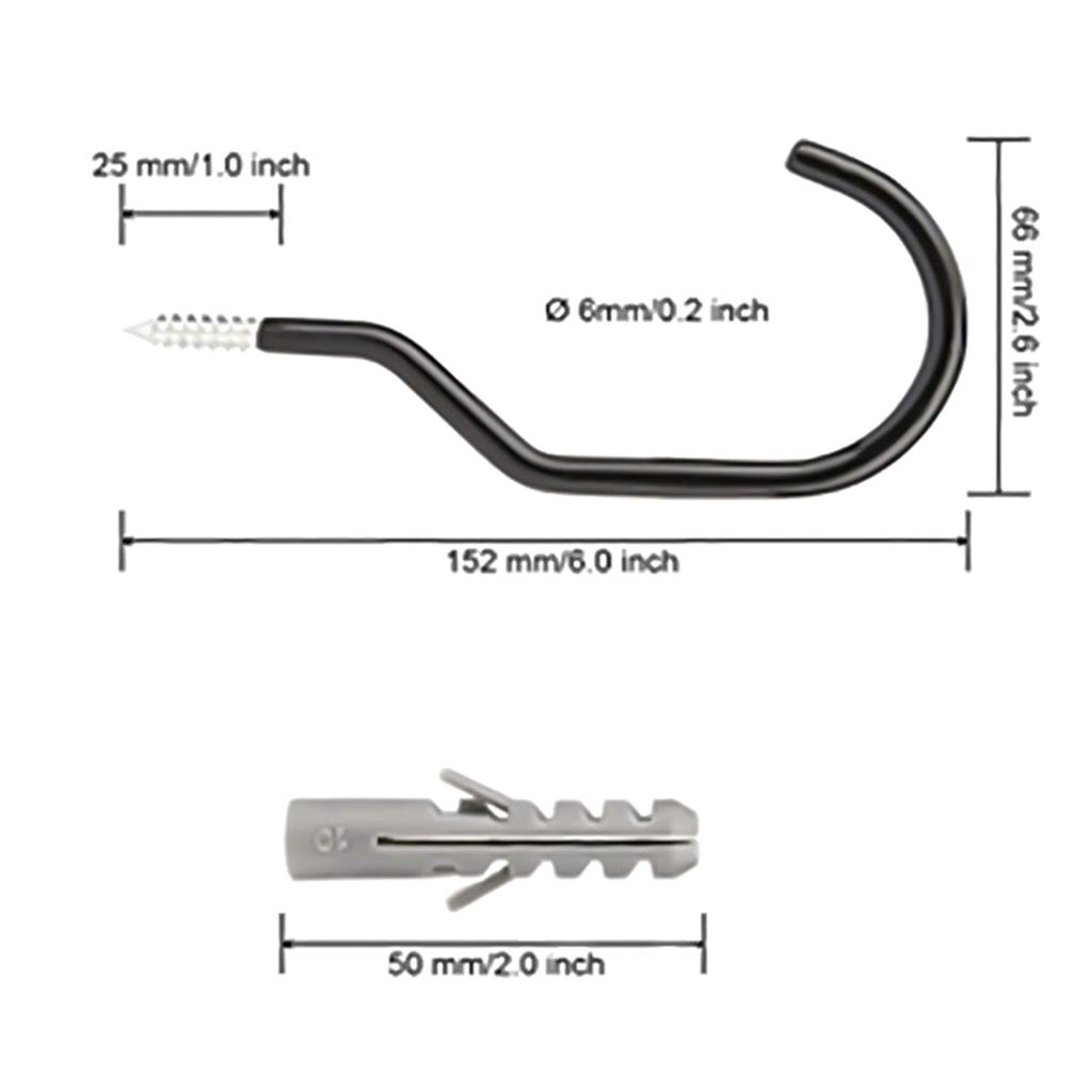 Space Saving Hooks Sturdy & Durable Bike Storage Hooks Versatile Garage Organizers 6pcs/set for Garage Wall & Ceiling