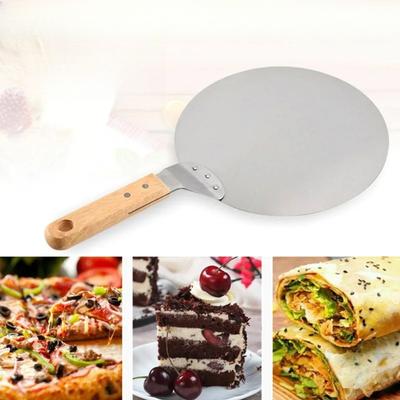 10 Inch Stainless Steel Wooden Handle Pizza Shovel Round Heat-resistant Wooden Handle Large Round Shovel  Baking Pastry Tools