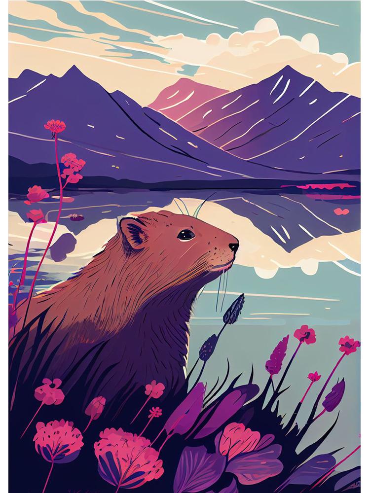 Cute Space Astronaut Capybara Portrait Poster Print Canvas Painting Funny Animal Wall Art For Kid Bedroom Home Decoration