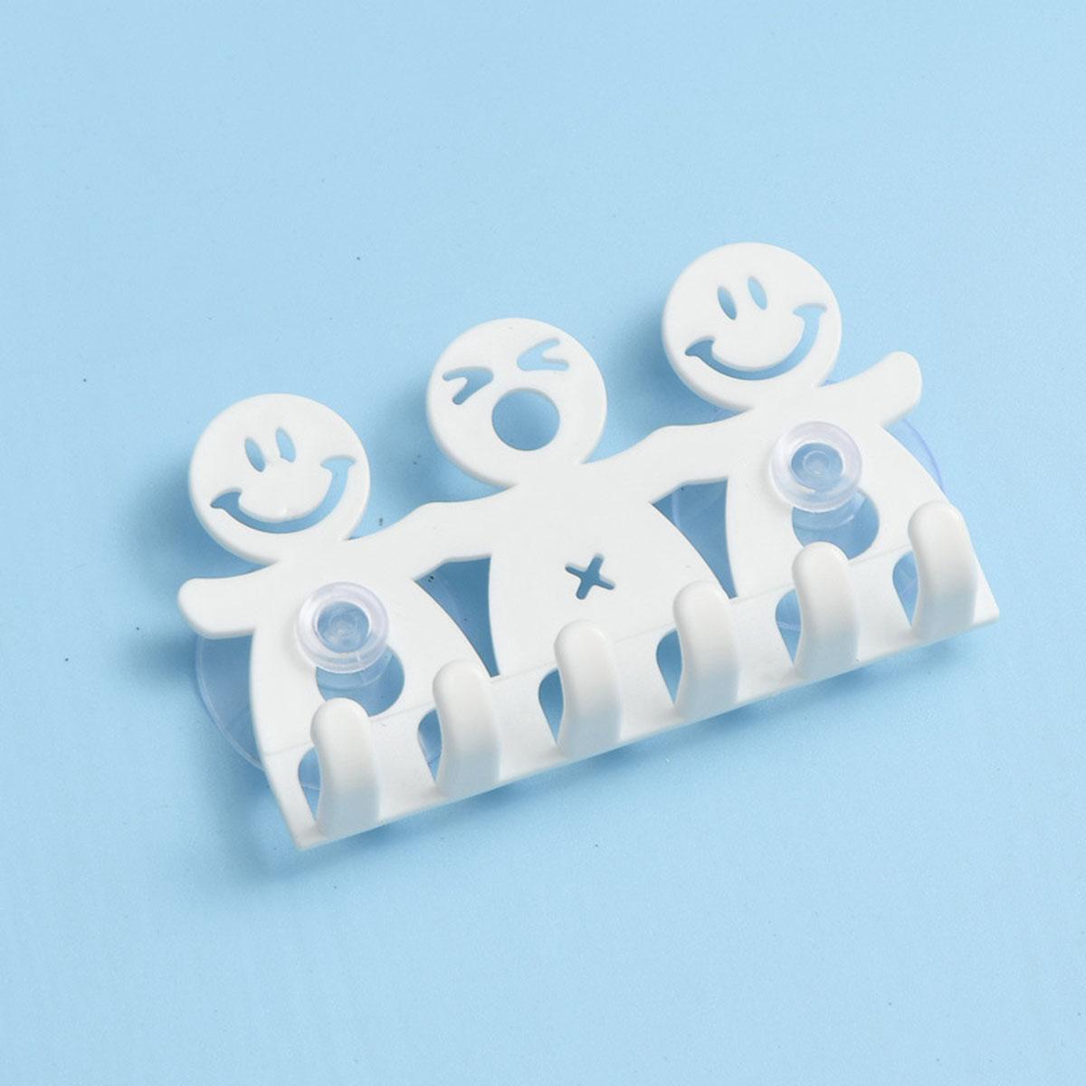 

1 шт. Смайлик для ванной, кухни, зубной щетки, вешалки для полотенец, настенный крючок с присоской (цвет: белый)