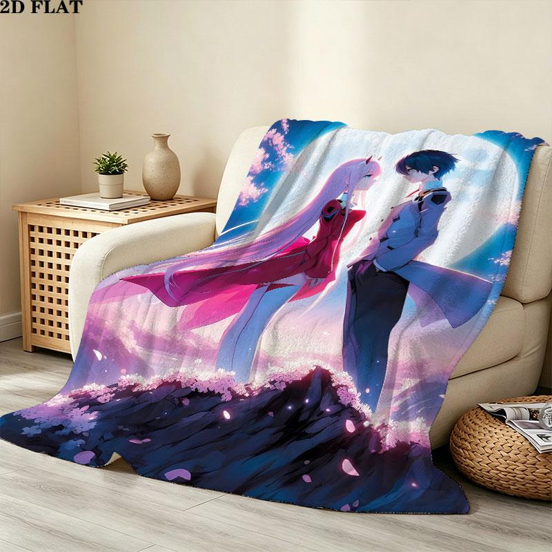 1PC Franxx Zero Two Patterned Flannel Blanket Suitable For All Seasons For Home Decor Warmth And Comfort Gifts Holiday Present