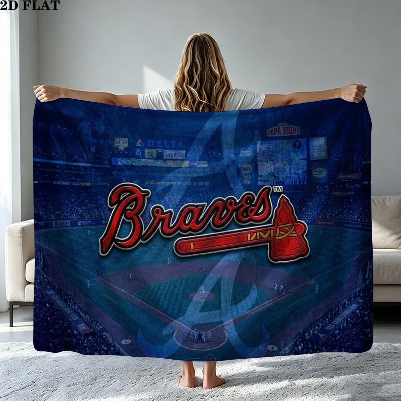 Atlanta Braves Print Flannel Blanket High Quality Warm Comfortable Cover for All Seasons Perfect for Gifts Home Decor