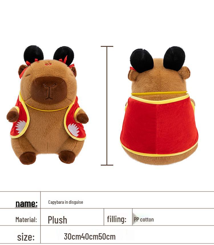 Entzückendes Nezha Capybara Plüschtier - Niedliches Stofftier Bettzeitpuppe Geschenk für Mädchen