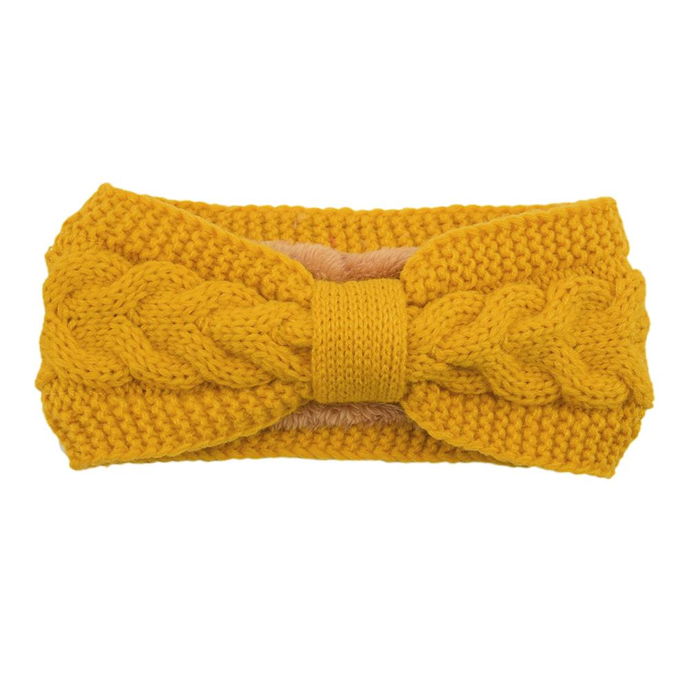 New Fuzzy Fleece Lined Headbands For Woman Solid Twists Bow Warm Hairband Elastic Sports Yoga Girls Hair Band Hair Accessories