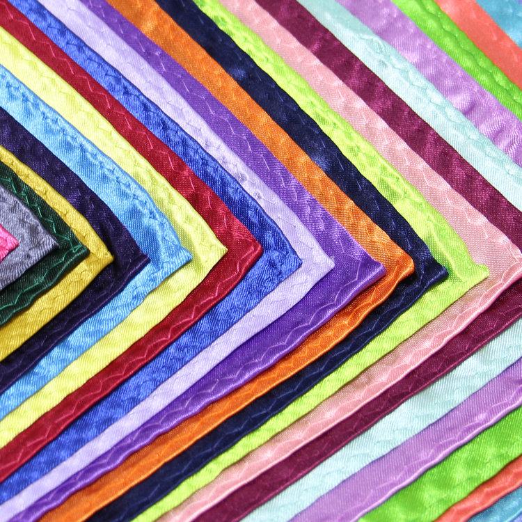 Solid Color Glossy Faux Silk Pocket Square with Printed Edging