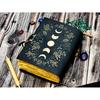 Sun Moon leather journal For Men Women 200 Page of Antique hademade Decle Edge pepar Leather Traveling Sketchbook For Men Women