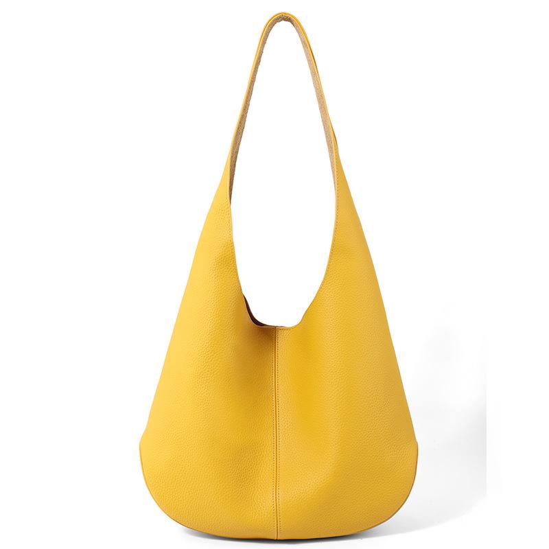 Genuine Leather Women's Bag Versatile Commuting Handbag New Style Temperament Shoulder Bag Bucket Bag Fashionable Cowhide Bag Women