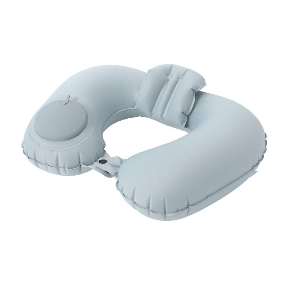 U-Shaped Press To Inflate Pillow Soft Neck Support Cushion Neckrest Pad  Outdoor Travel