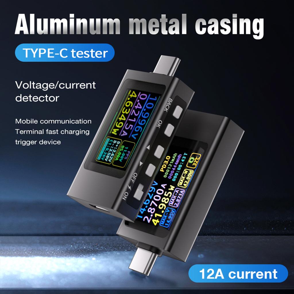 Portable USB C Protocol Analyzer Voltage Current Tester Real Time Monitoring Aluminum Digital Ammeter Voltmeter