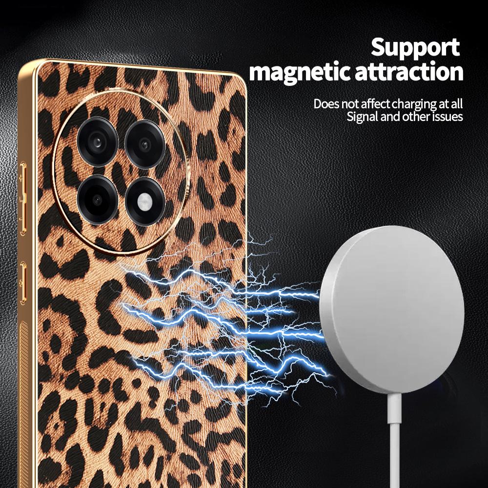 Leopard Print & Checkered Leather OnePlus ACE5/NORD4 Drop-proof Phone Case