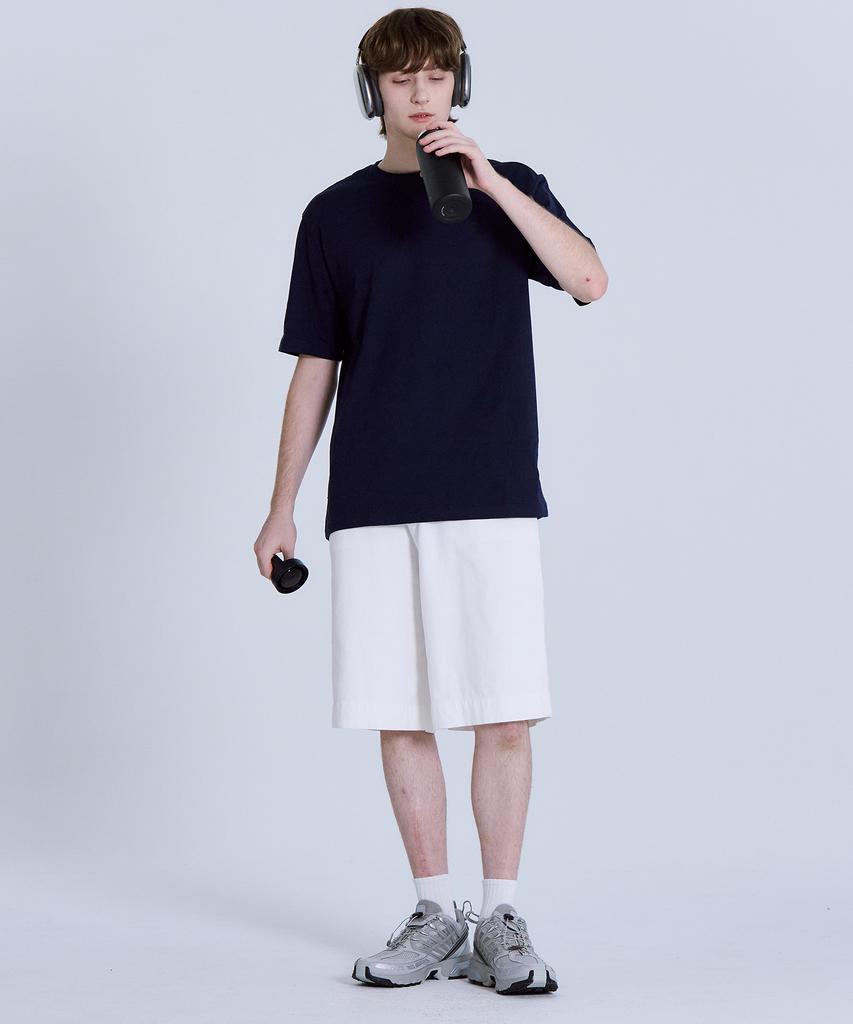 BASIC HOUSE Uni Relaxed Fit Round Neck Short Sleeve T-Shirt Navy Lats0105