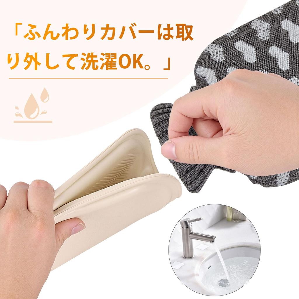 VECELO Hot Water Fillable with No Electricity Perfect for Cold Sleep Stomach Pain Ideal for Cute Gray Heart Design Bottle, Water, Required, Weather,