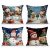 Christmas Snowman Illustration Pillowcase Bedroom Sofa Cushion Cover 100% Polyester Living Room Cushion Pillowcase Home Decor