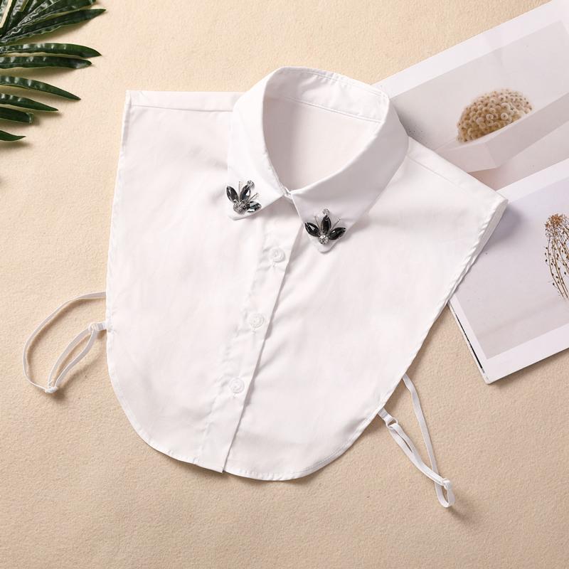 Vielseitiger Reiner Baumwolle Genähter Diamant Falscher Kragen Handgefertigte Diamantdekoration Falscher Hemdkragen Saison Pullover Dekorativer Kragen Damen Falscher Kragen